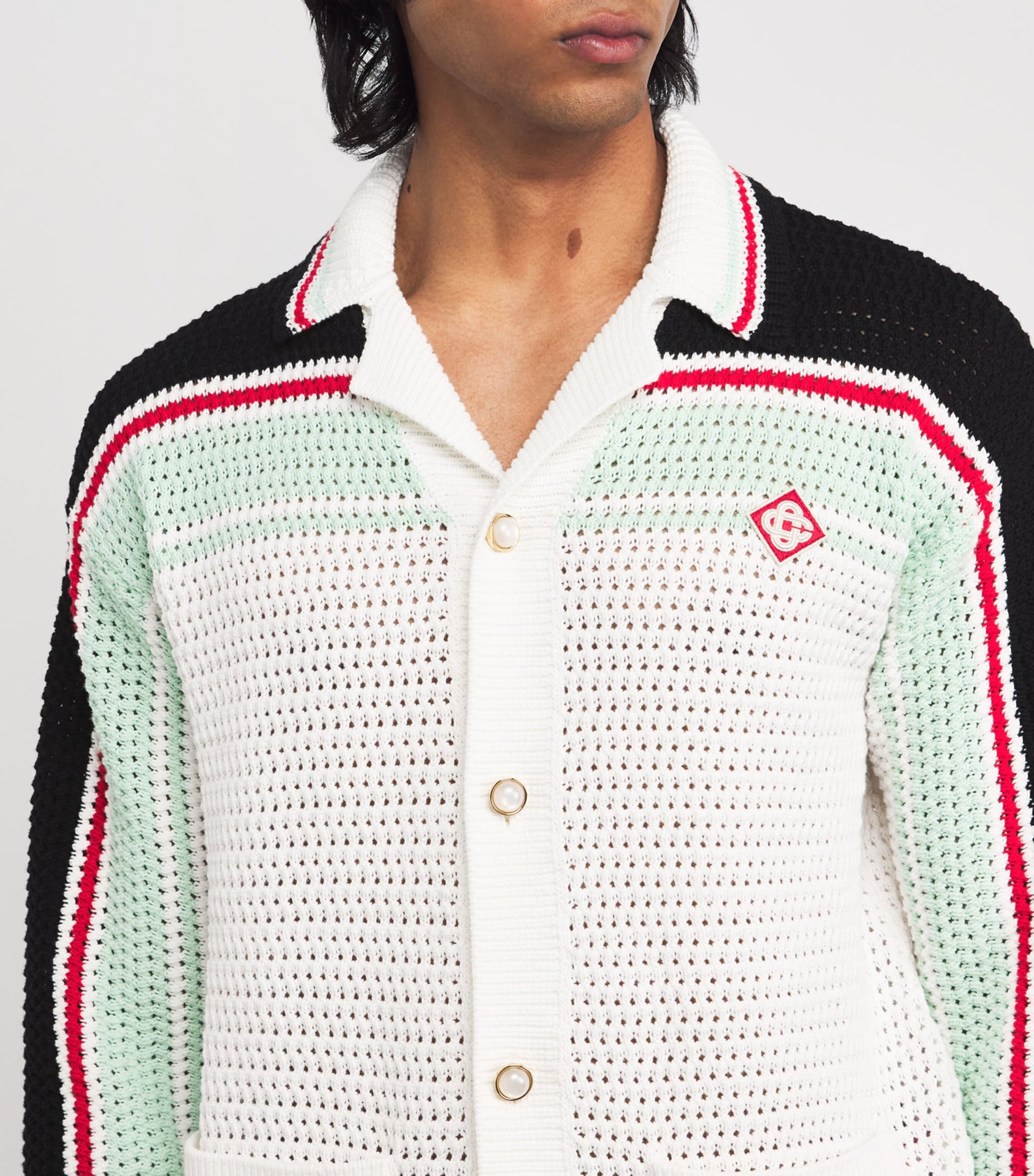 Casablanca Black Cotton Crochet Tennis Overshirt