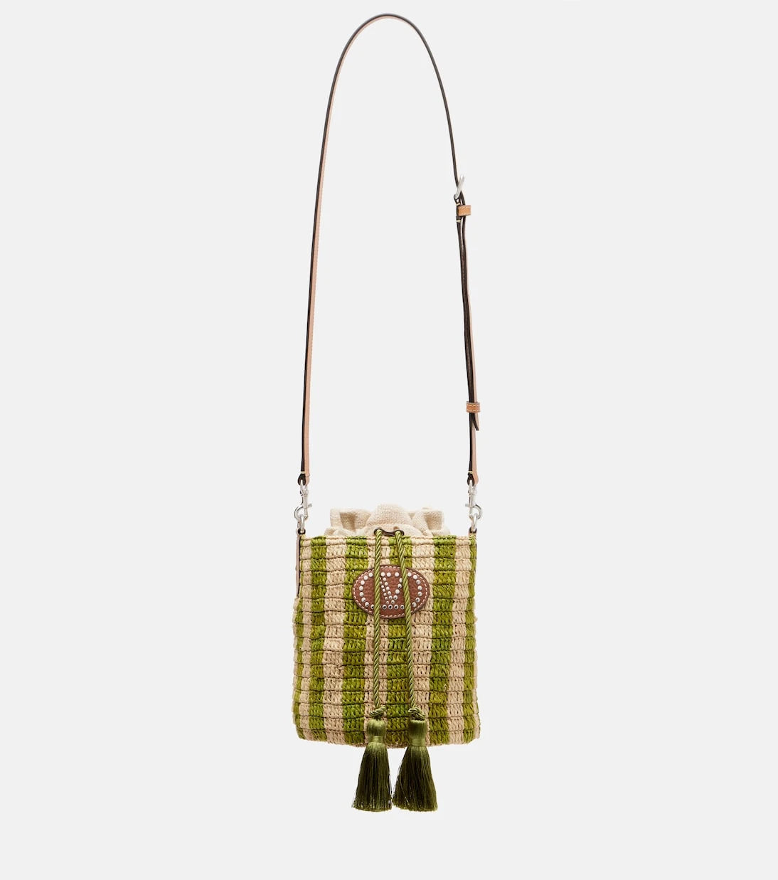 Valentino Garavani - VLogo Mini striped raffia tote bag