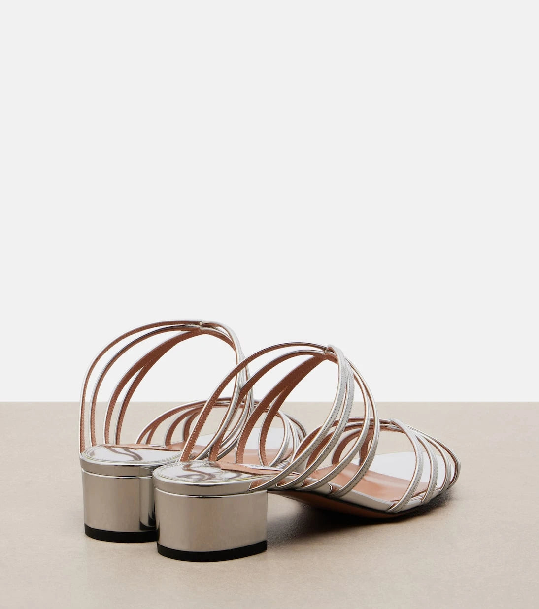 Aquazzura - Tell Me mirrored leather mules