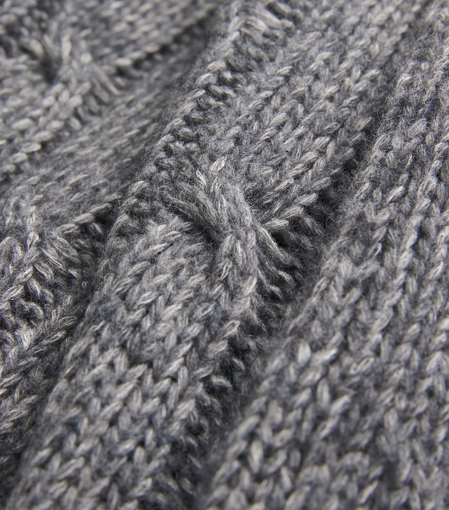 Grey Cotton-Alpaca-Wool Midi Skirt