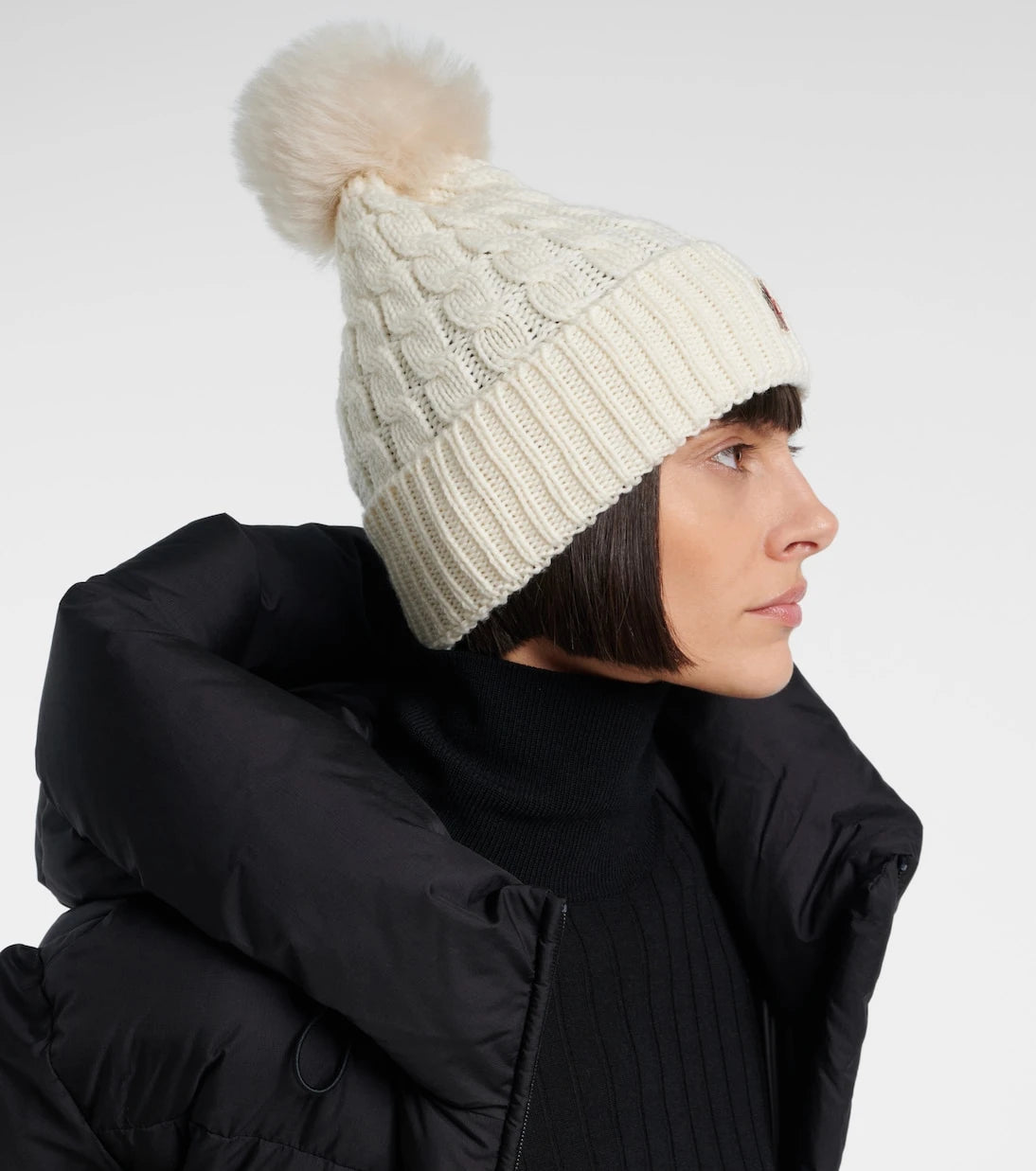 Moncler - Logo shearling-trimmed virgin wool beanie