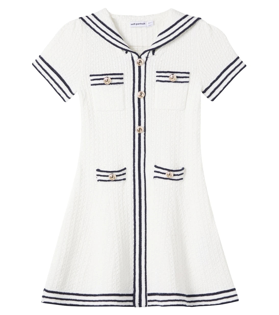 Self-Portrait Kids - Cable-knit cotton-blend dress