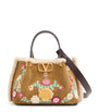 Valentino Garavani Beige Small Suede Floral Tote Bag