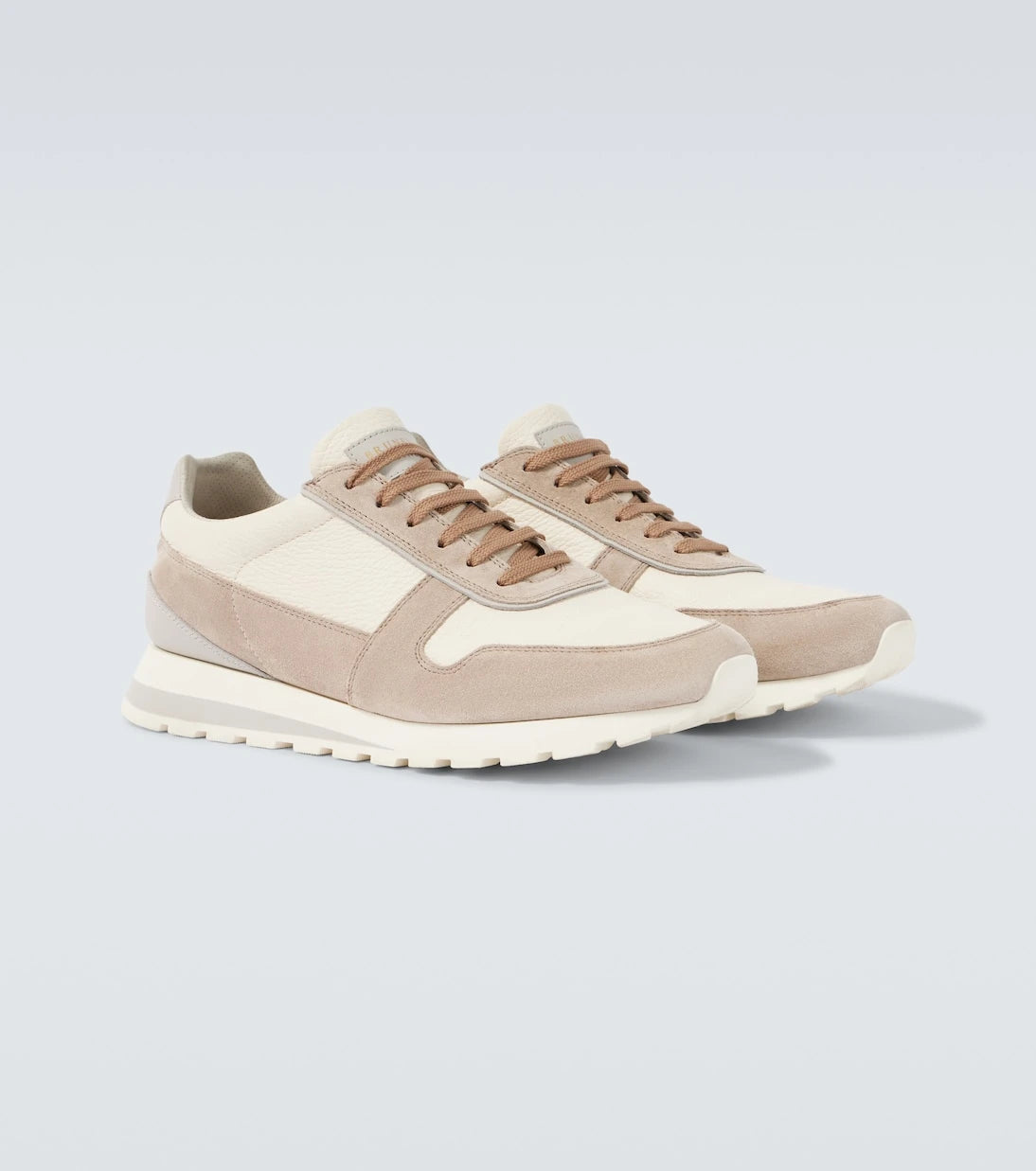 Brunello Cucinelli - Suede-trimmed leather sneakers