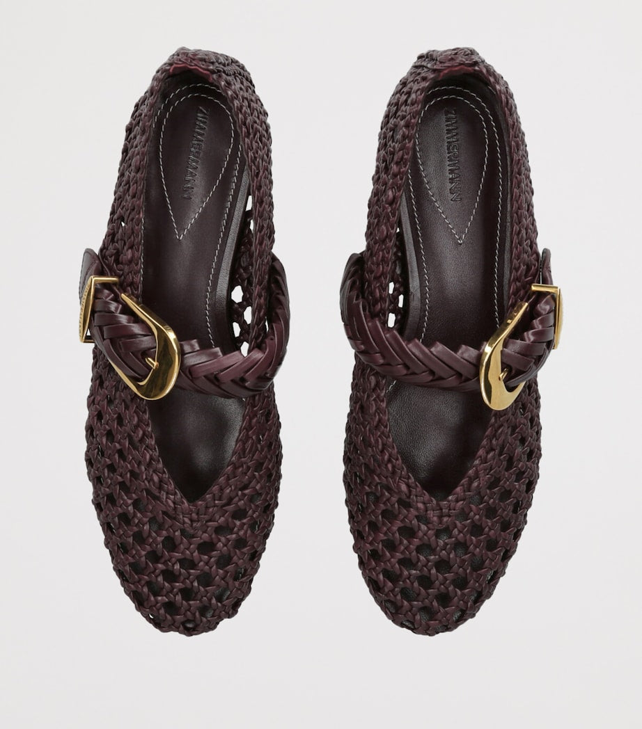 Brown Calf Leather Helix Ballet Flats