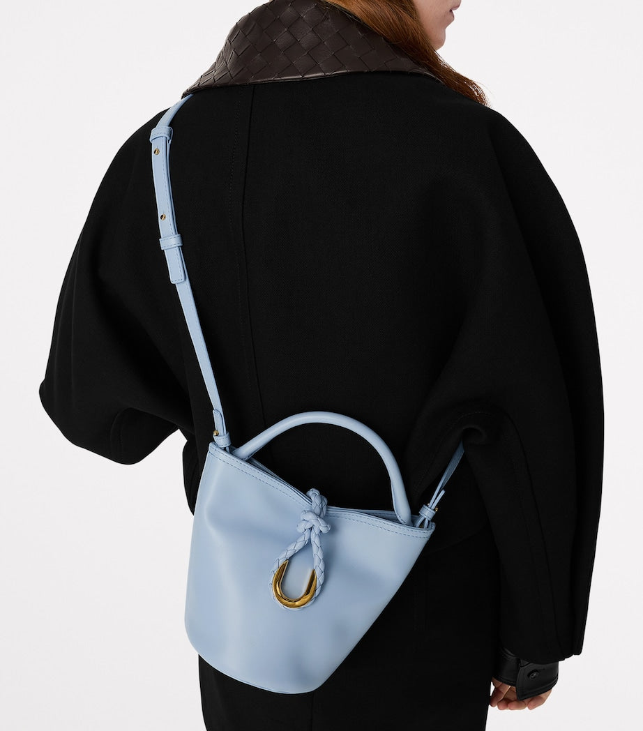 Silver Small Leather Liberta Bucket Bag