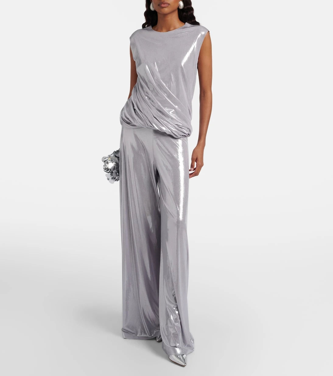 Norma Kamali - Twist metallic-effect top