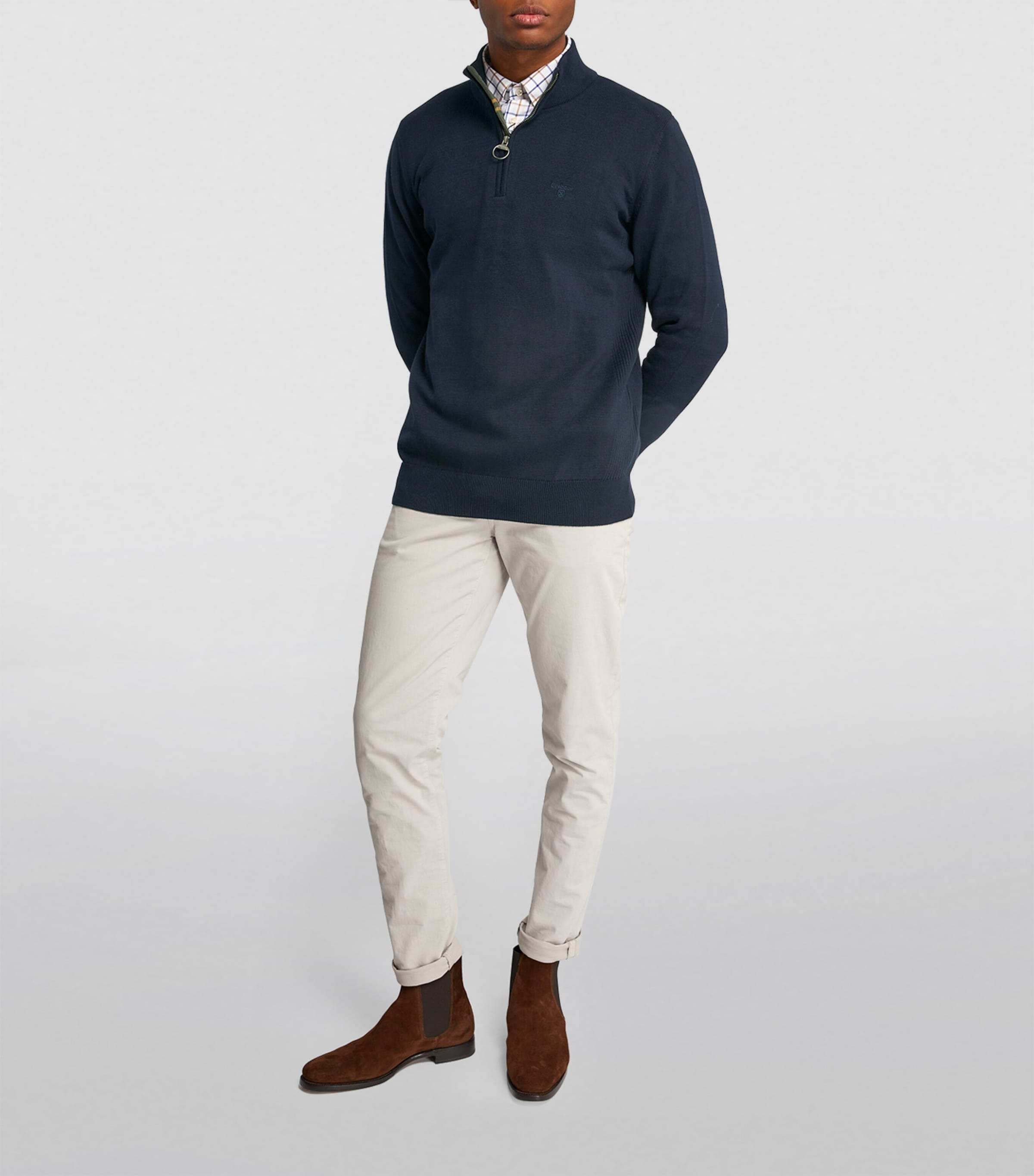 Cotton Half-Zip Sweater NAVY