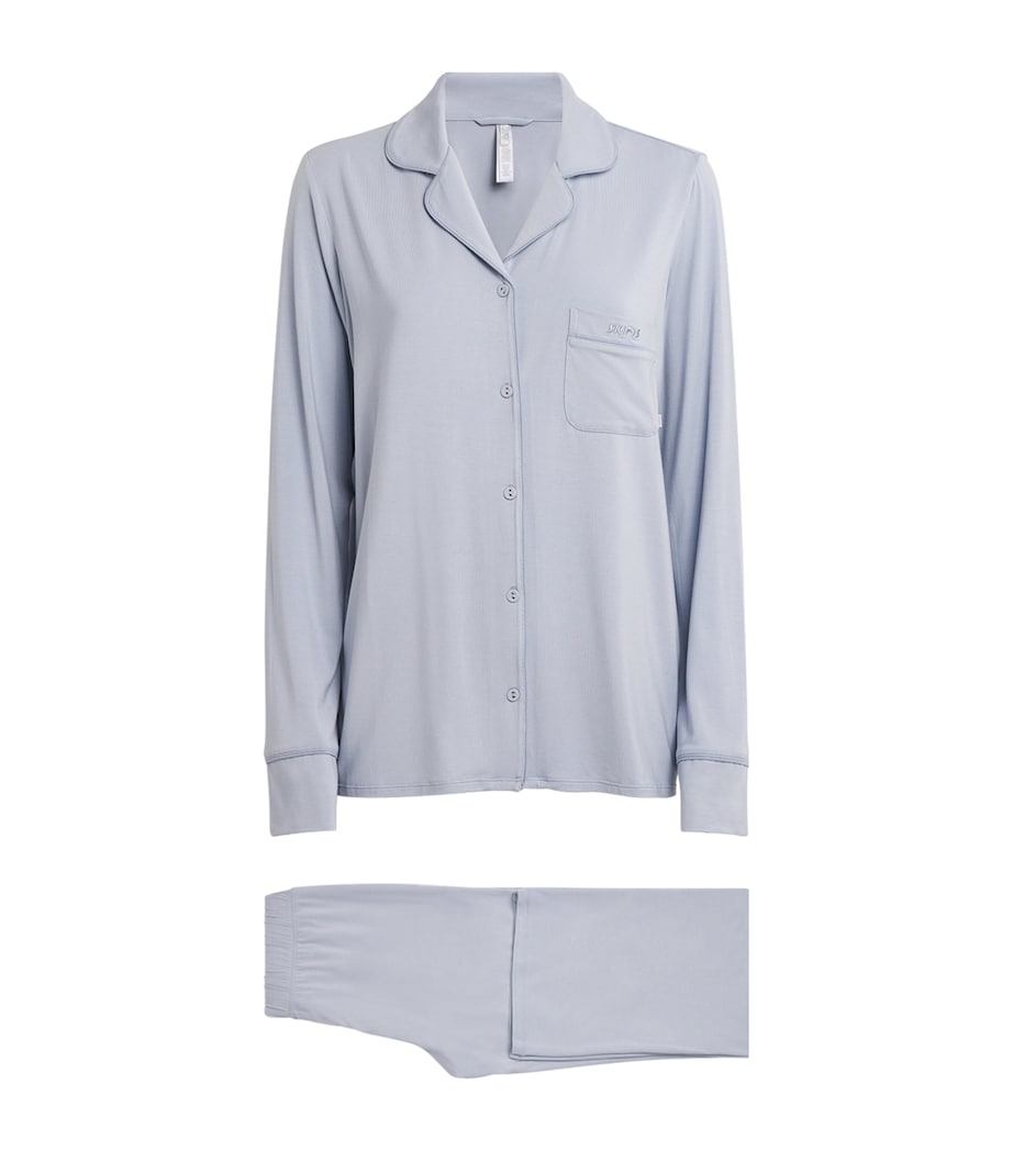 Skims Blue Modal-Blend Long-Sleeve Pyjama Set
