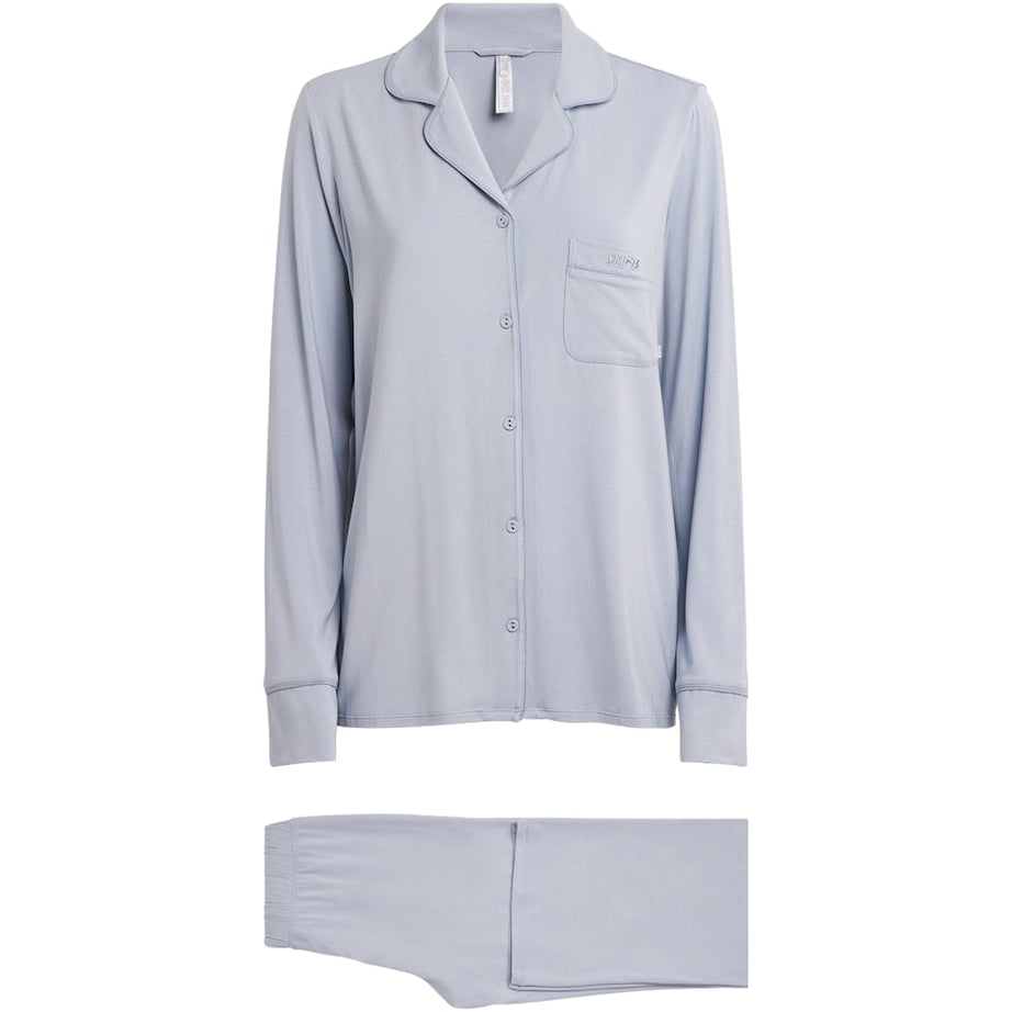 Skims Blue Modal-Blend Long-Sleeve Pyjama Set