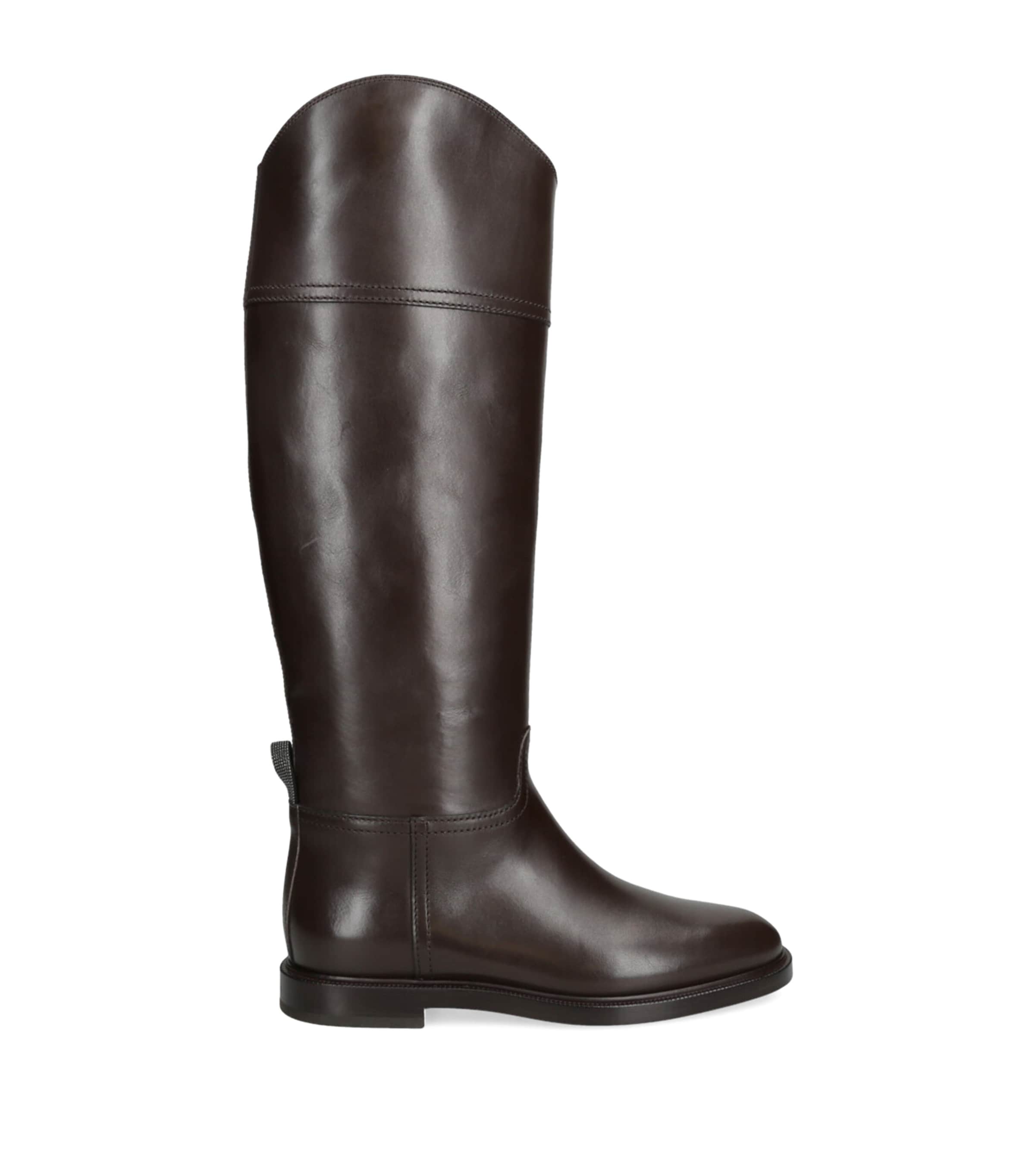 Brunello Cucinelli Brown Leather Riding Boots