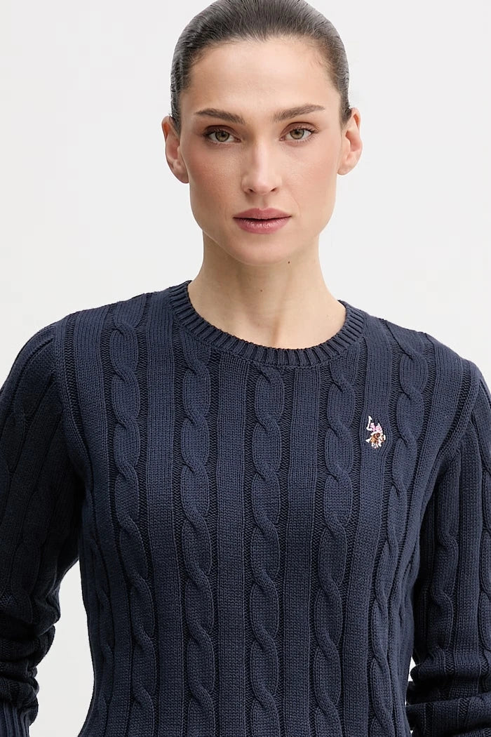 U.S. Polo Assn. Kadın Pamuklu Kazak CREW NECK CABLE