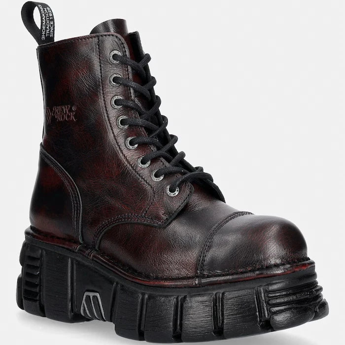 New Rock кубинки дамски от кожа PULIK OLD ROJO