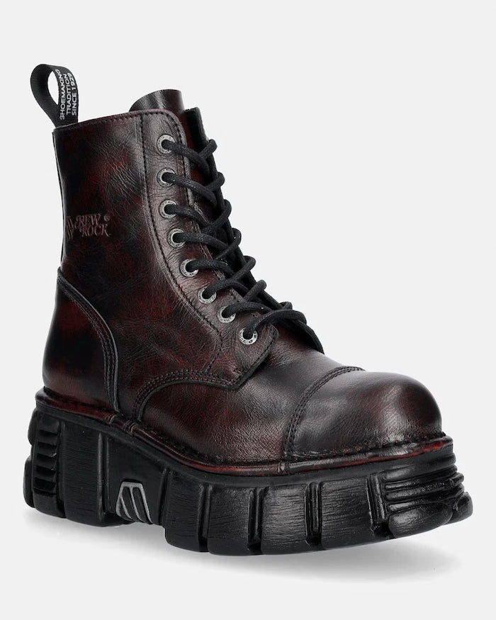 New Rock кубинки дамски от кожа PULIK OLD ROJO