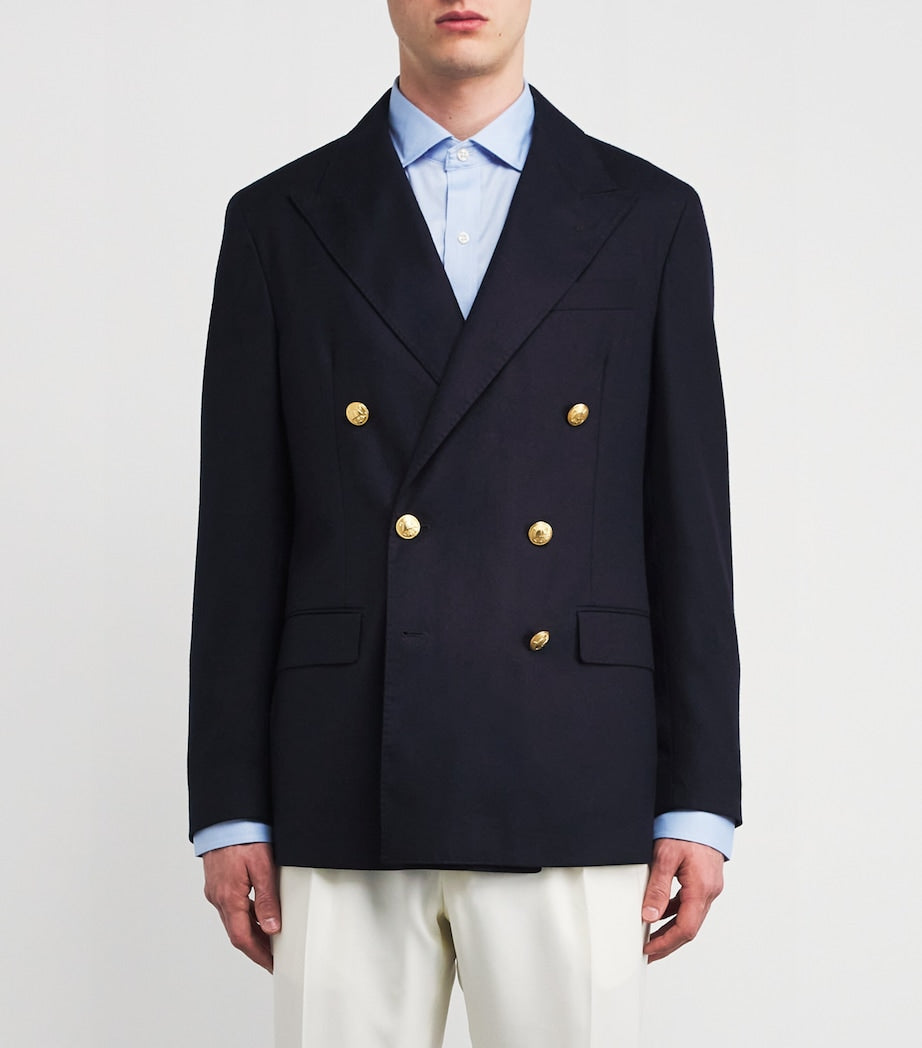 Wool Double-Breasted Blazer Navy