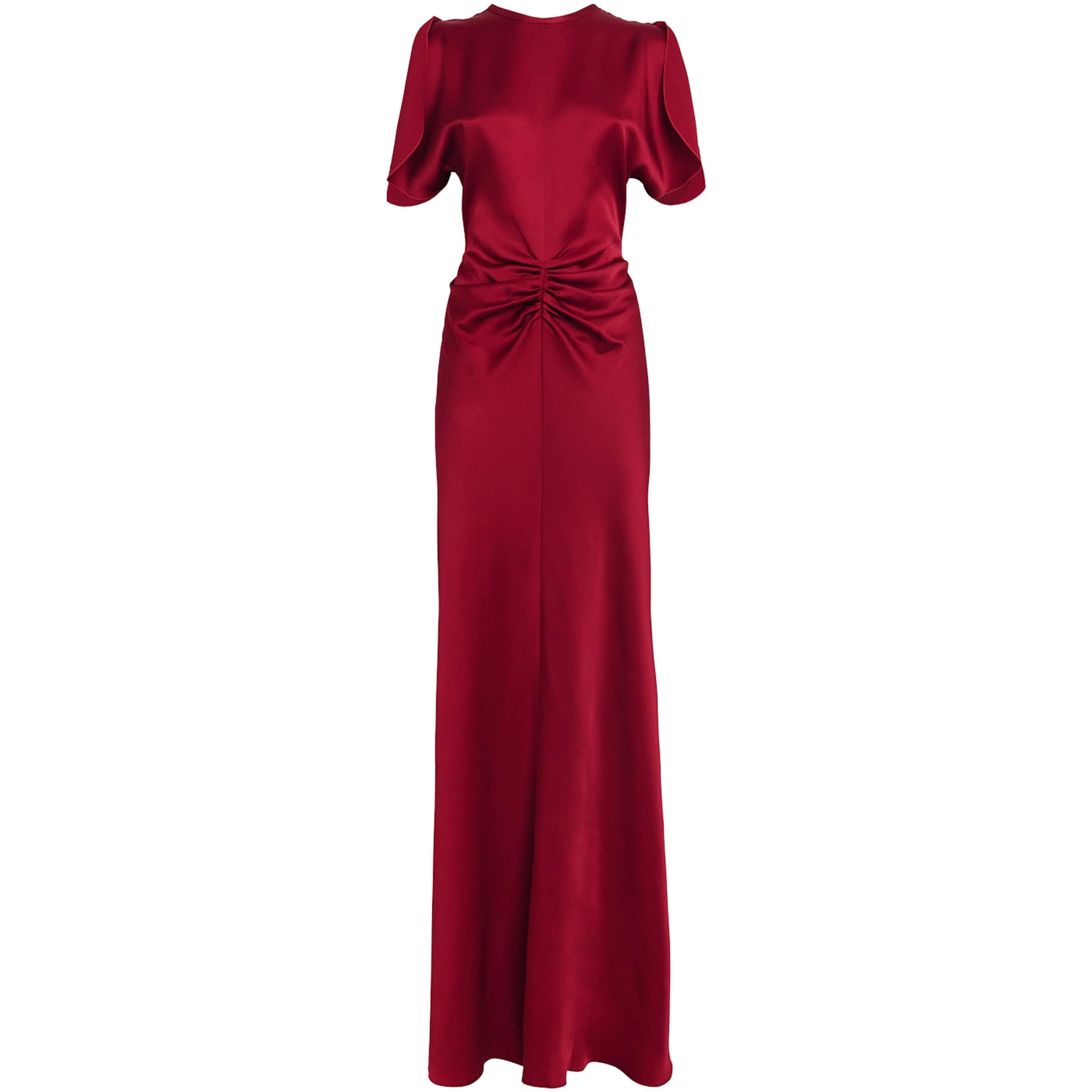 Victoria Beckham Red Gathered Waist Maxi Dress