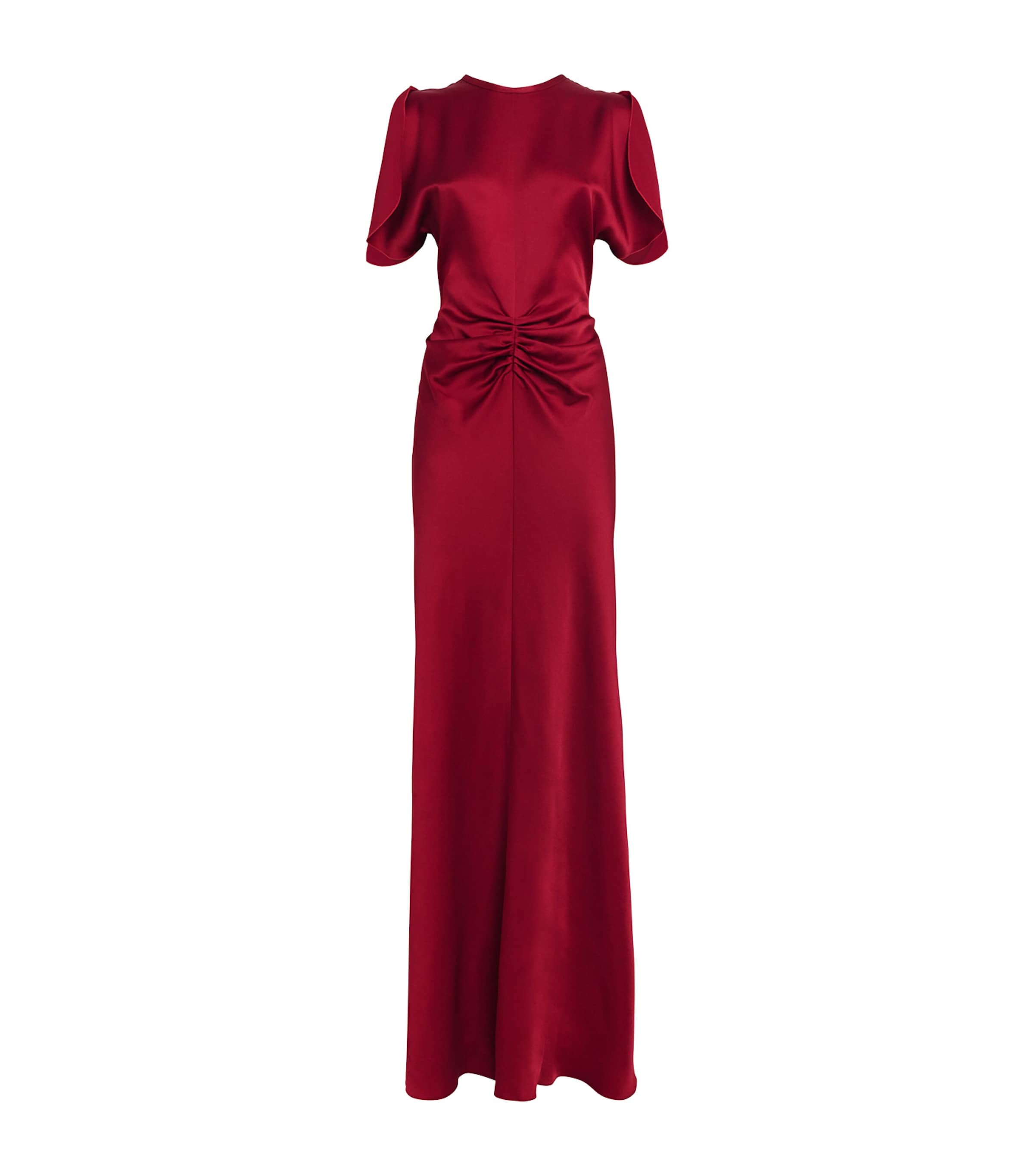 Victoria Beckham Red Gathered Waist Maxi Dress