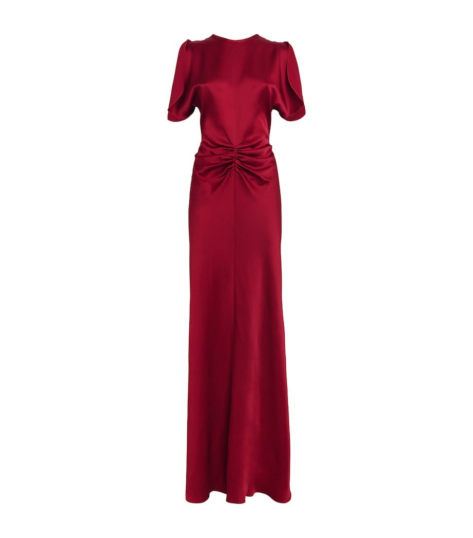 Victoria Beckham Red Gathered Waist Maxi Dress