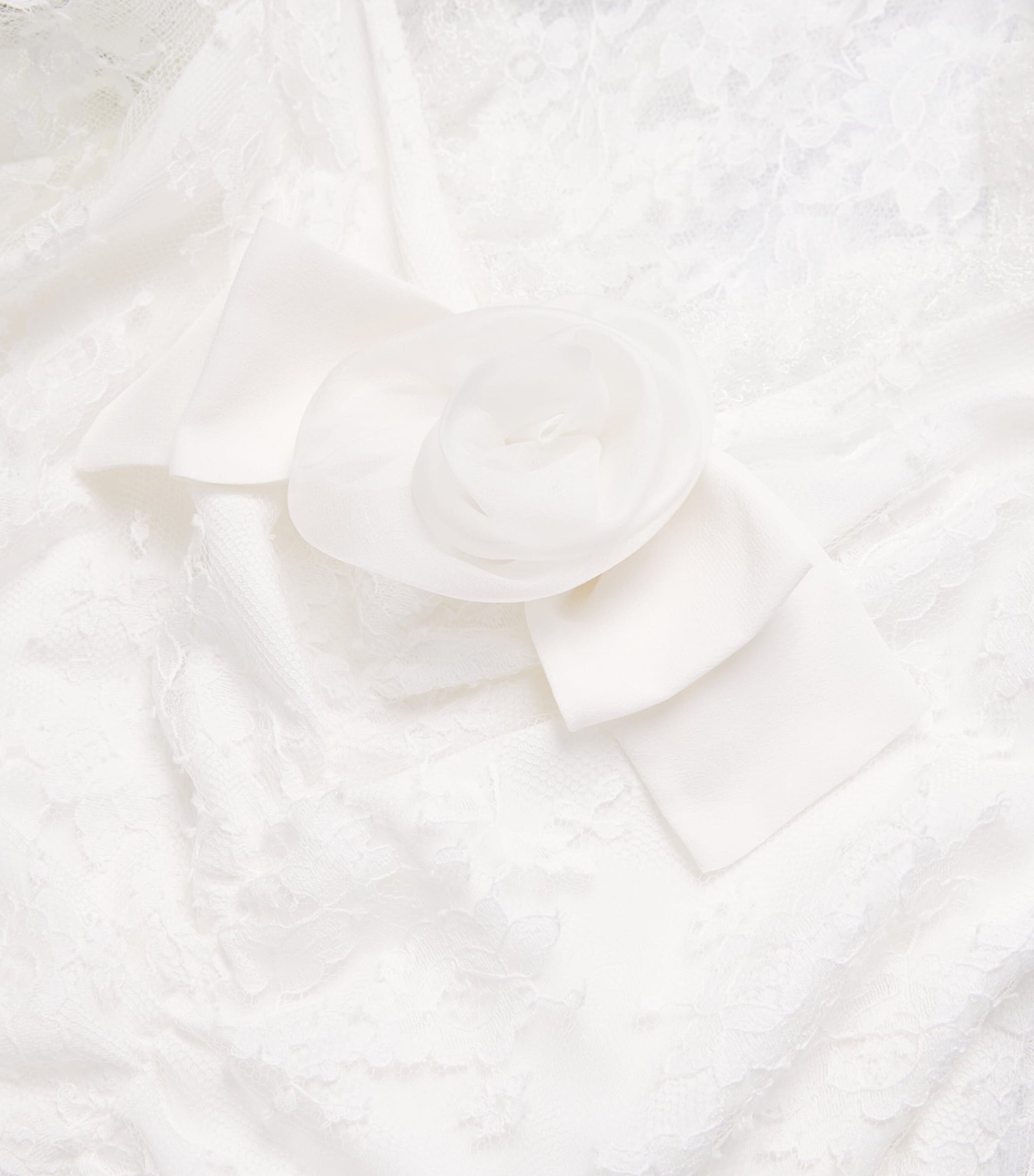 White Lace Rose-Detail Maxi Dress