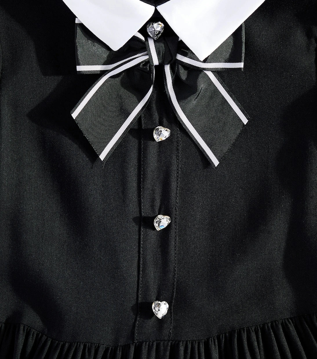 Monnalisa - Twill bow-detail embellished dress
