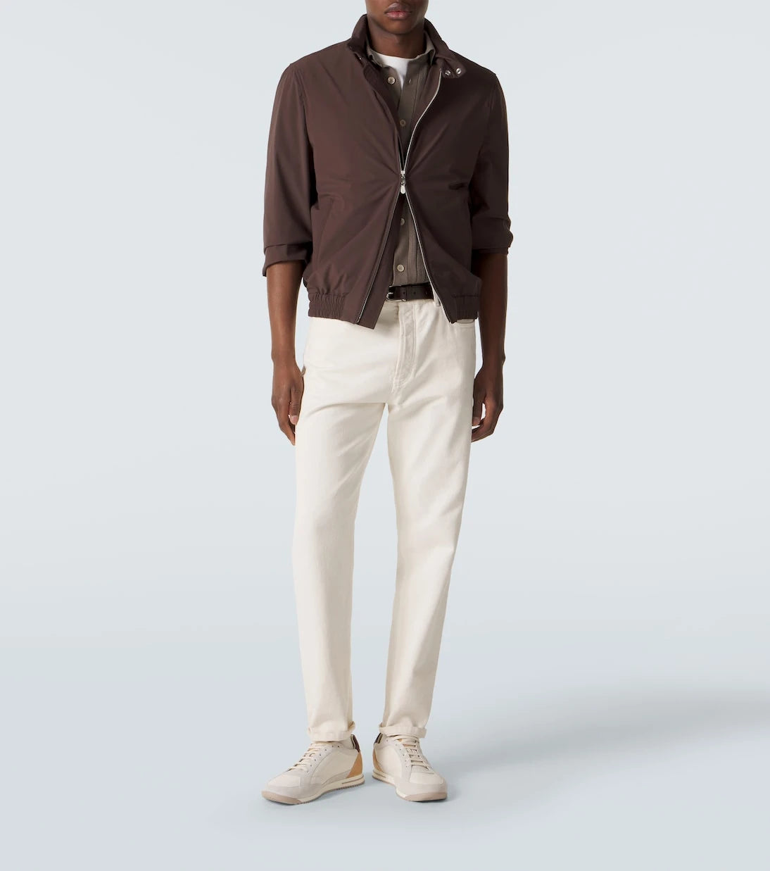 Brunello Cucinelli - Suede-trimmed leather sneakers