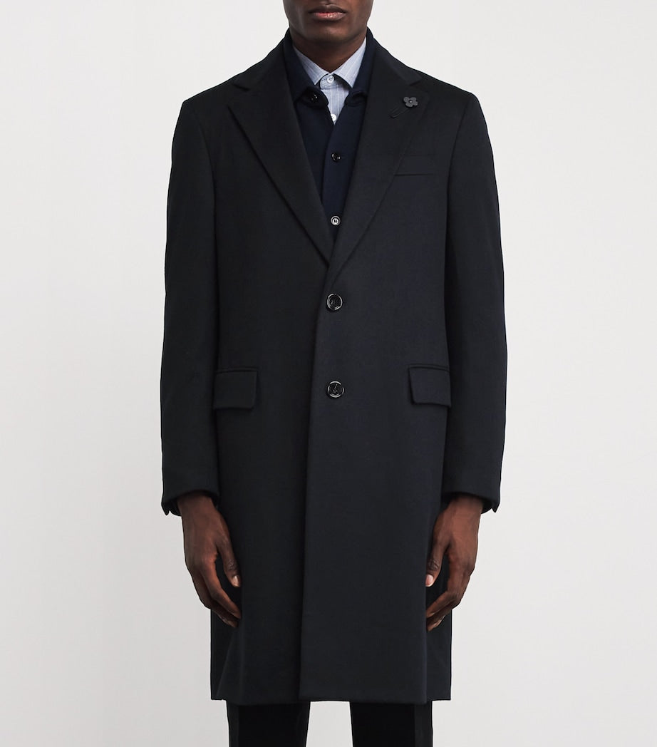 Navy Virgin Wool Overcoat
