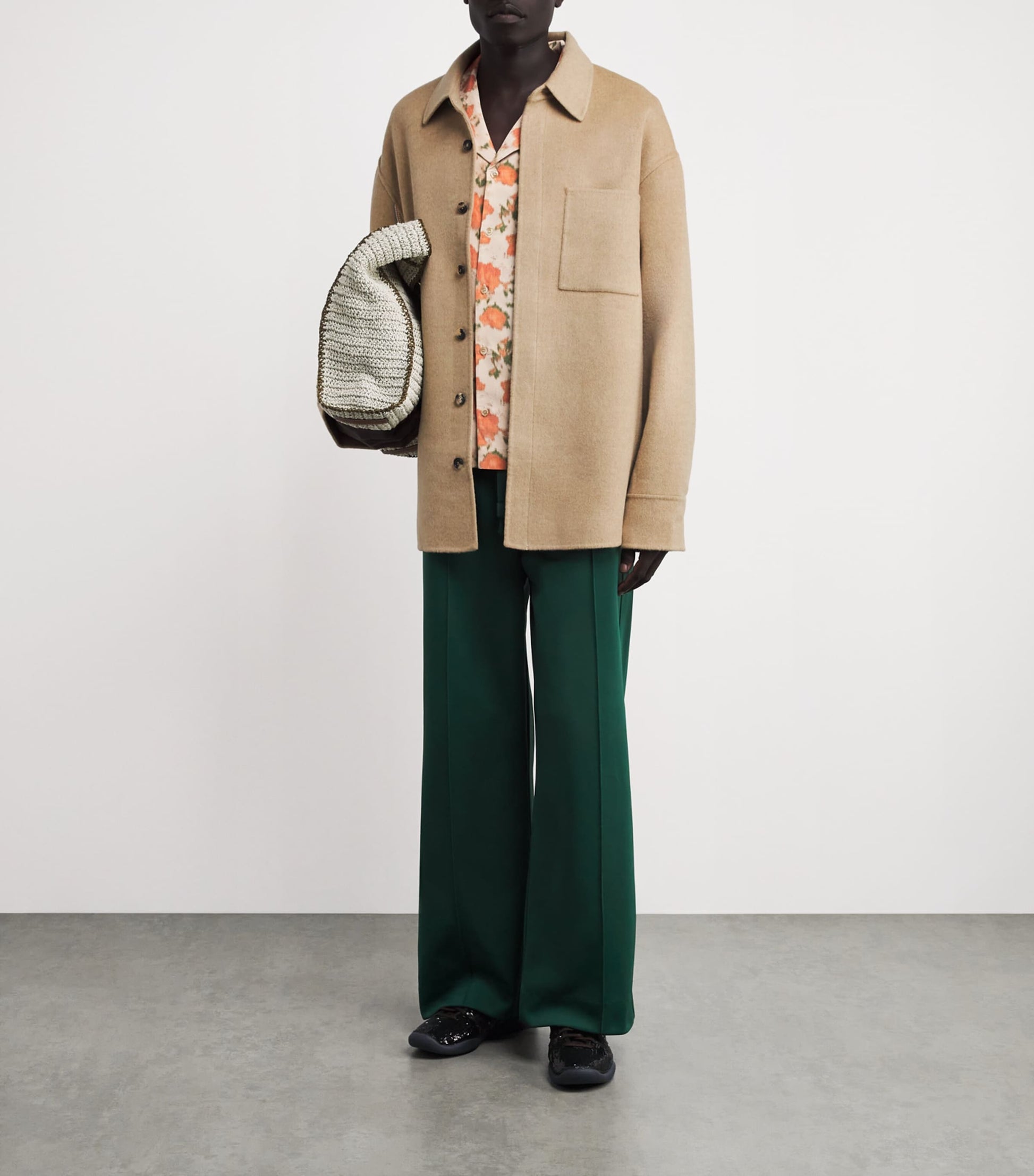 Beige Oversized Wool Shirt Jacket