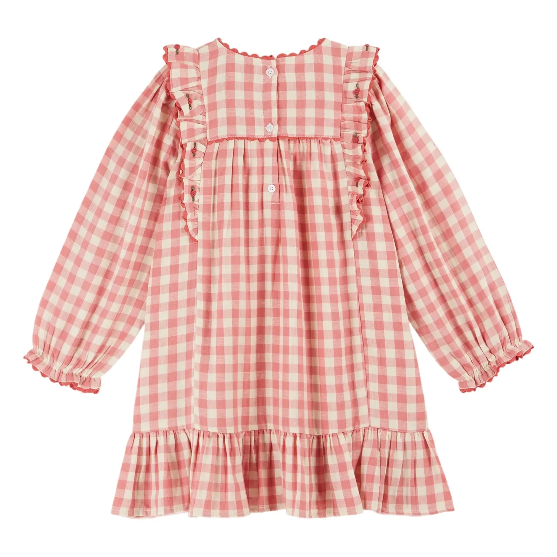 Emile et Ida - Gingham Ruffle Dress | Pink