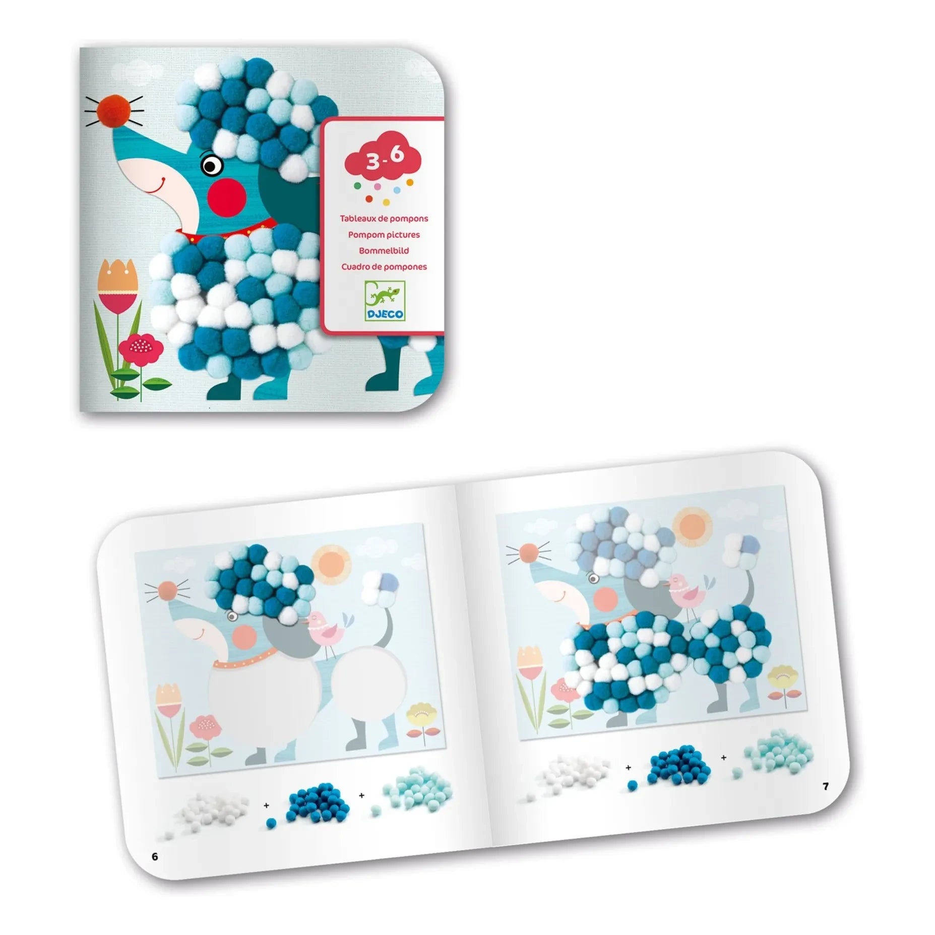Djeco - Pompom tables Dogs to pet | Blue