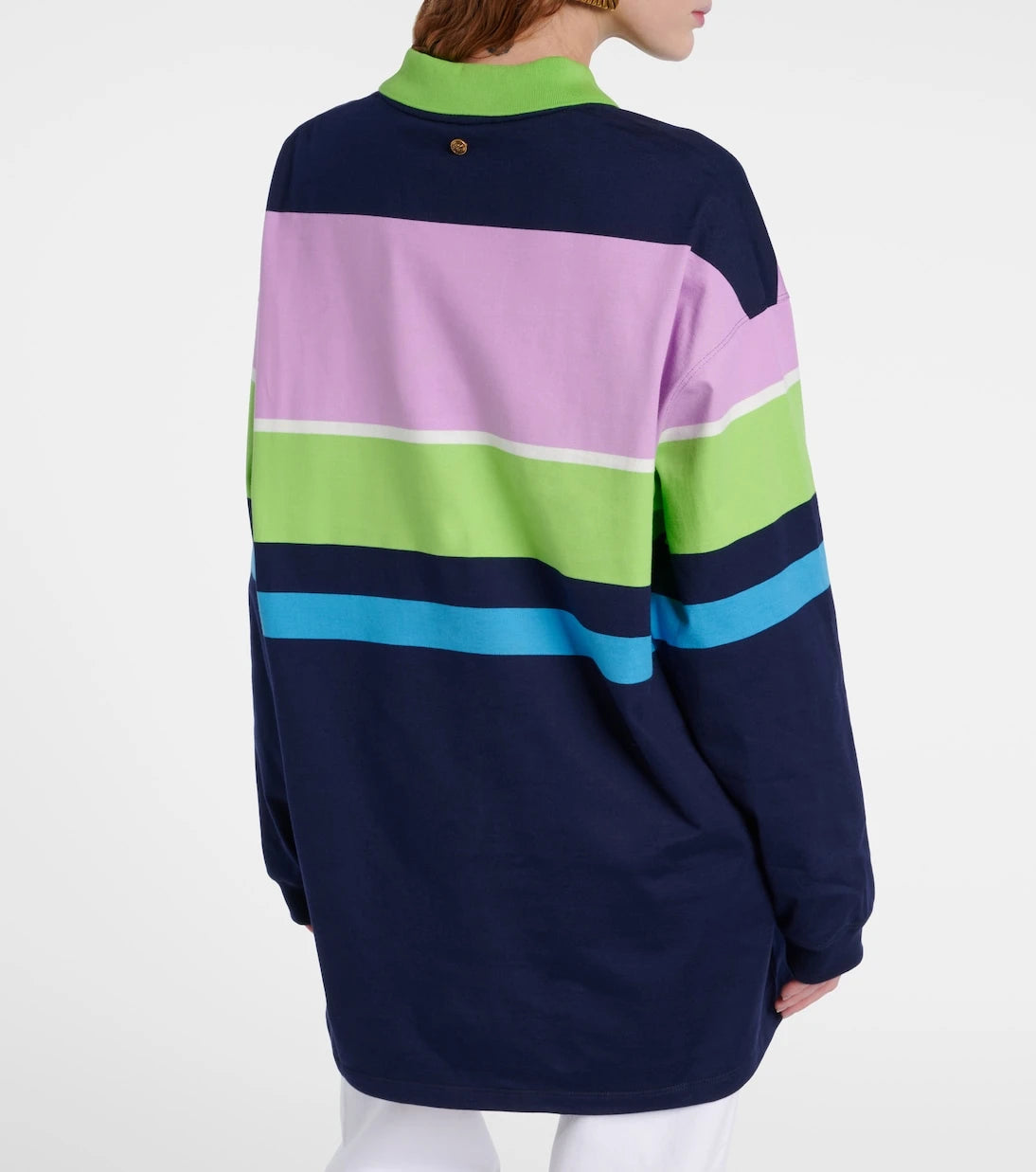 Versace - Striped cotton jersey polo sweater