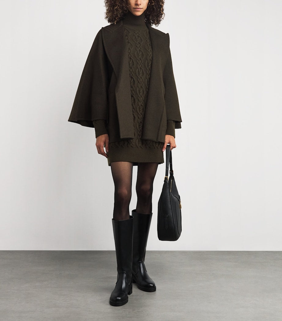 Max Mara Wool-Cashmere Cable-Knit Mini Dress MOSS GREEN