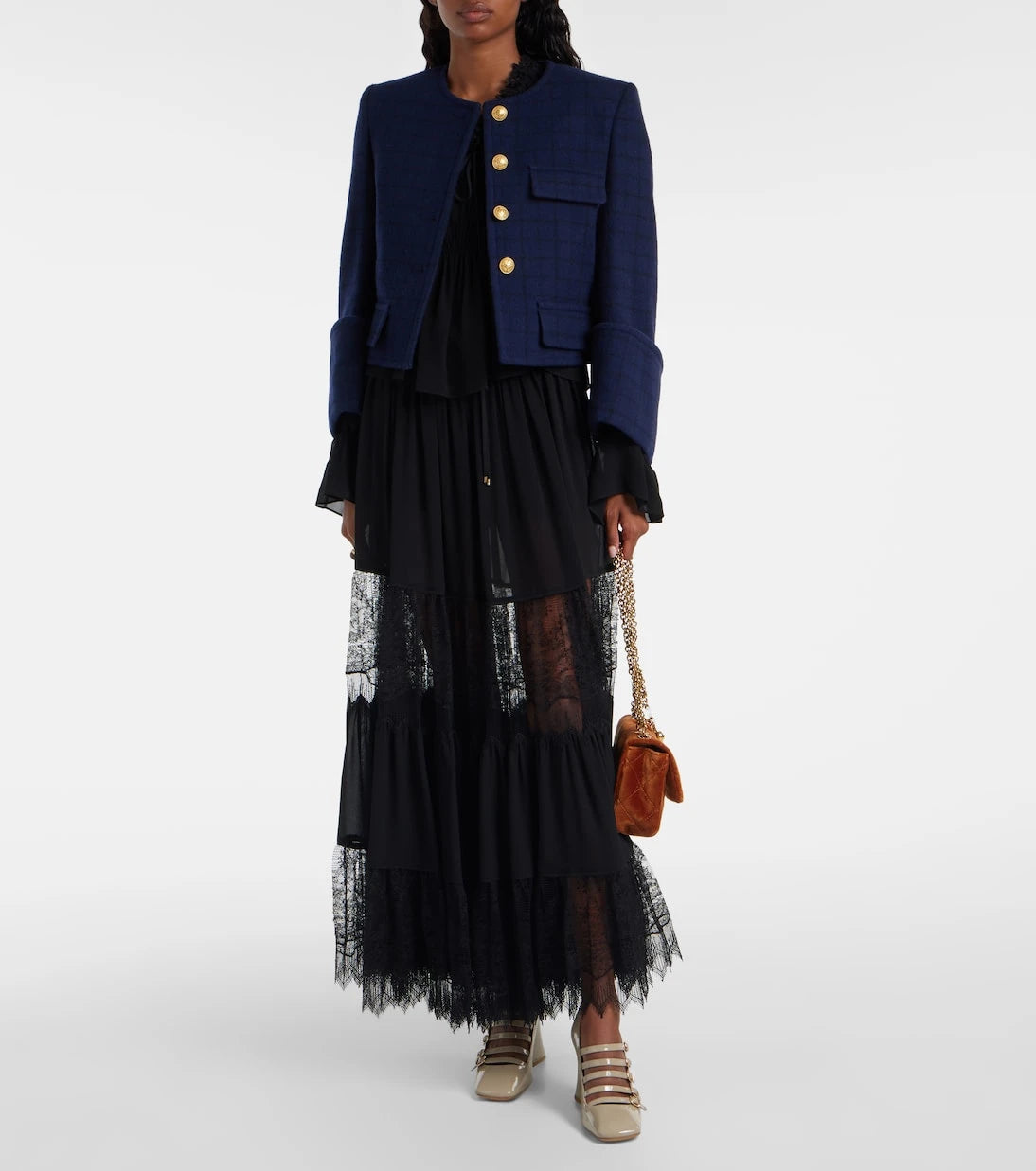 Chloé - Checked cropped wool-blend jacket