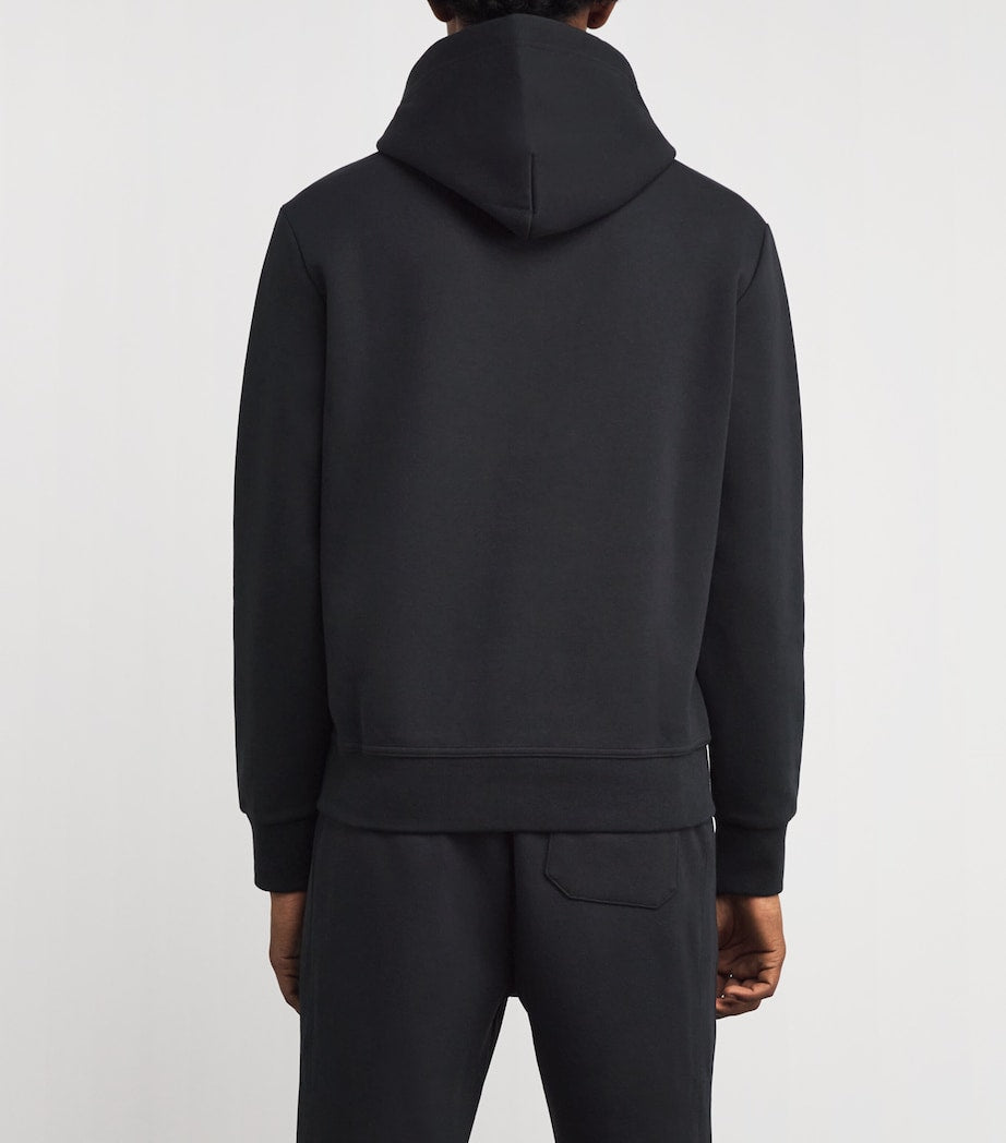 Black Cotton Polo Pony Hoodie