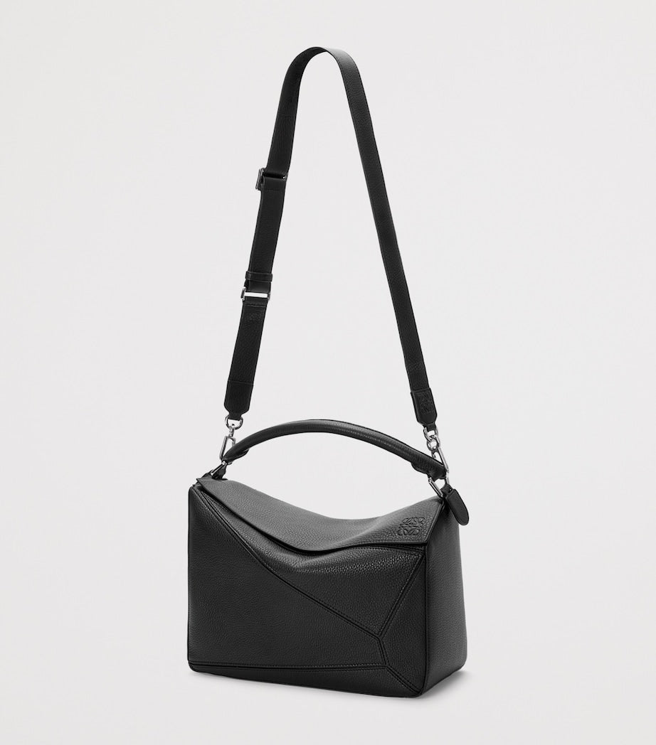 LOEWE Black Large Leather Puzzle Edge Top-Handle Bag