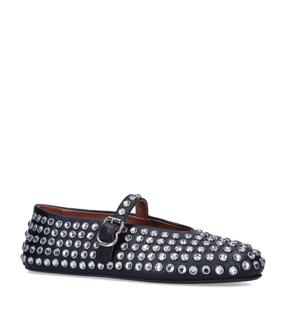 Alaïa Black Crystal-Embellished Ballet Flats