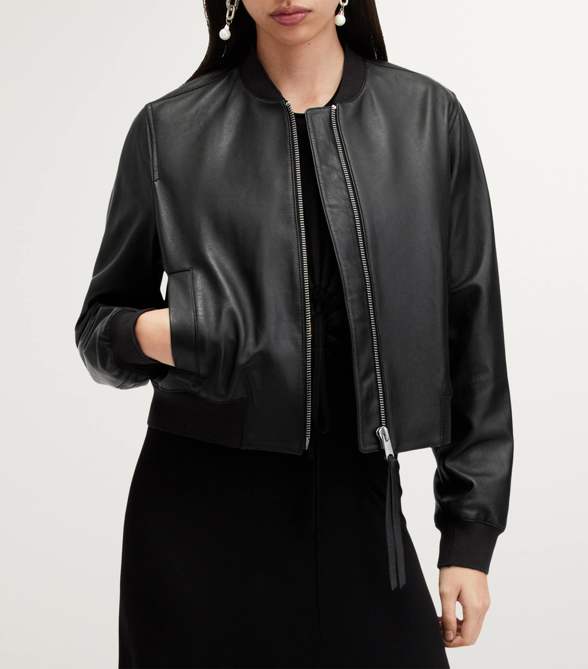 Leather Orten Bomber Jacket BLACK