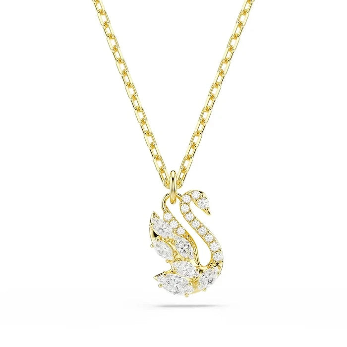 Swarovski kadın altın kaplama taşlı sallantılı kolye