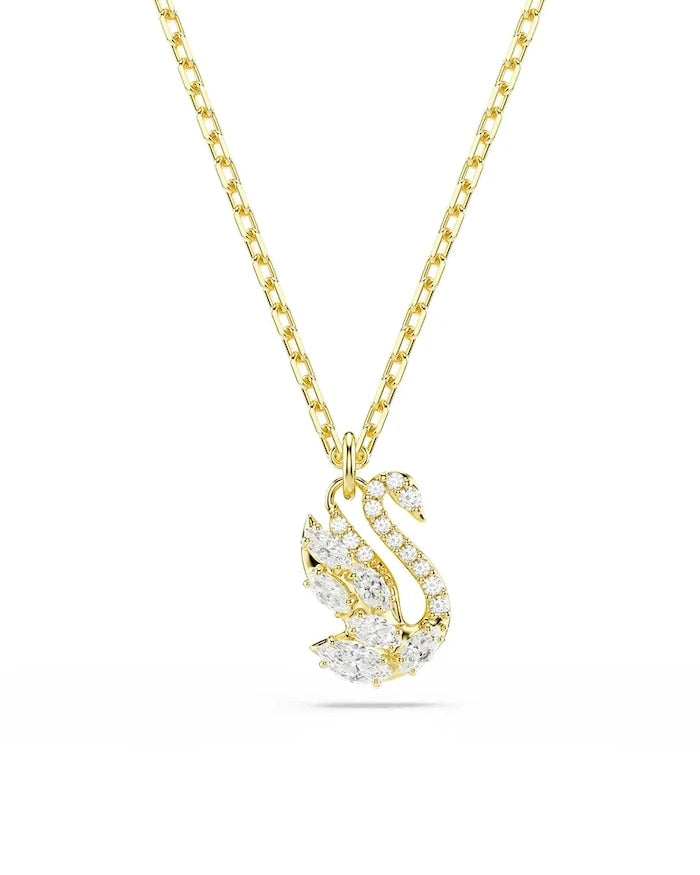 Swarovski kadın altın kaplama taşlı sallantılı kolye
