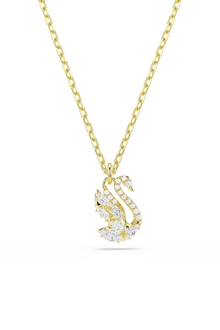 Swarovski kadın altın kaplama taşlı sallantılı kolye