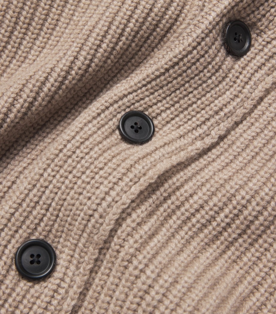Harrods Brown Cashmere Shawl-Collar Cardigan