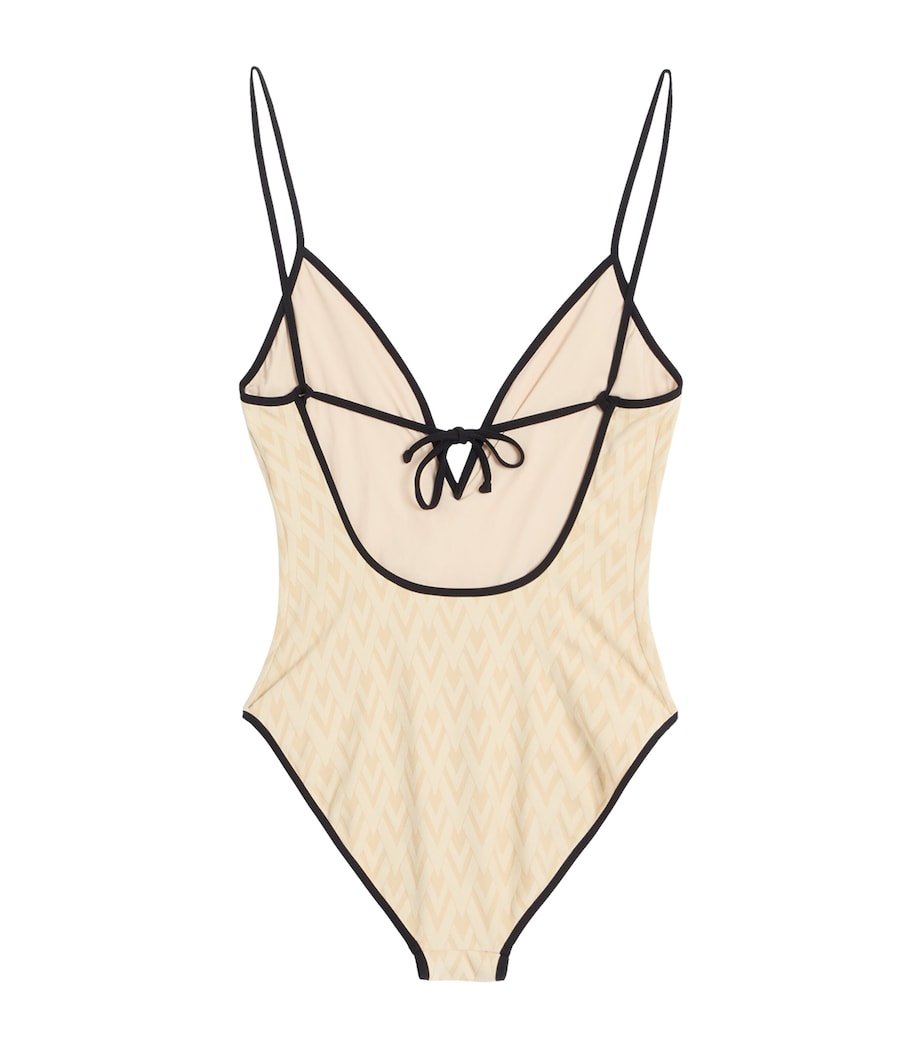 Valentino Nude Jacquard Logo Swimsuit