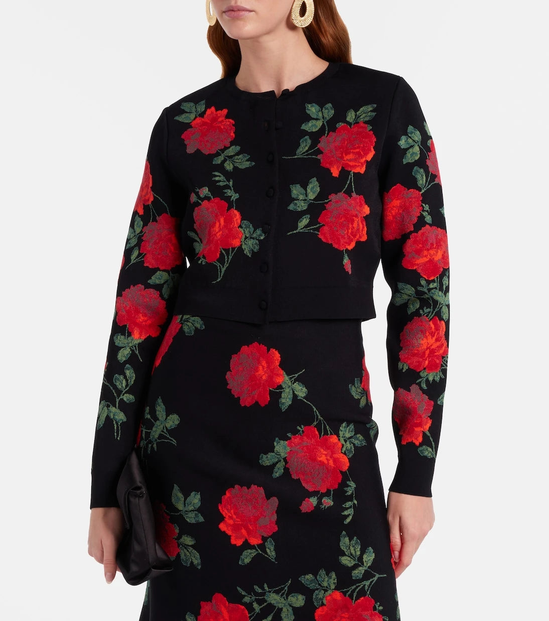Carolina Herrera - Floral cropped jacquard cardigan