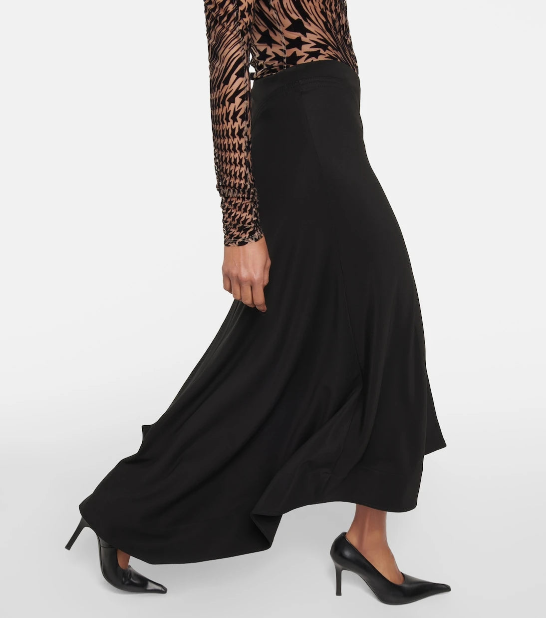 Mugler - Asymmetric jersey midi skirt