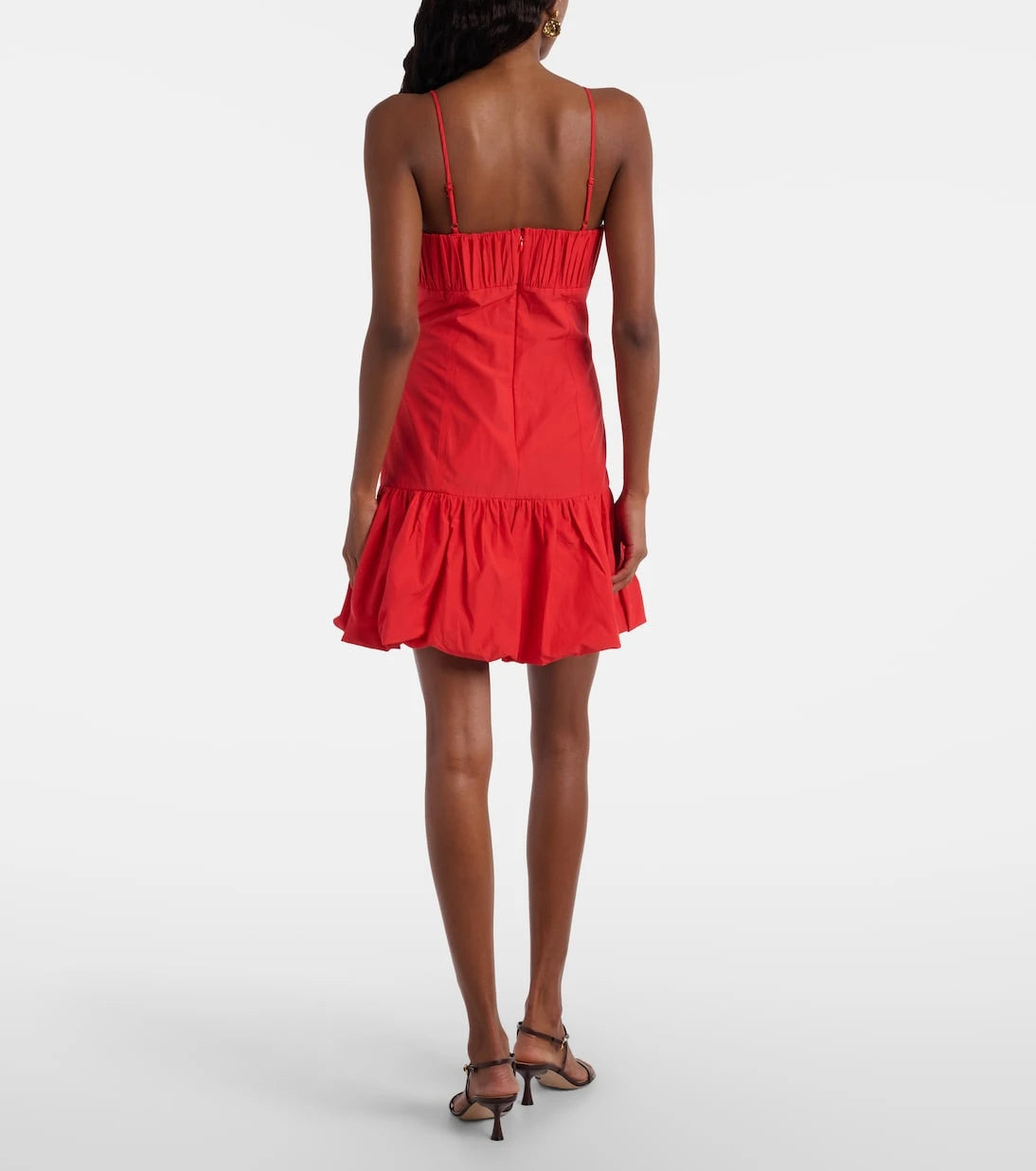 Farm Rio - Floral-appliqué balloon minidress