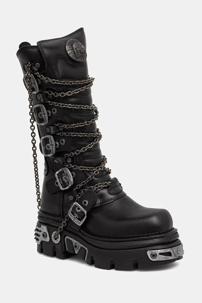 New Rock ITALI NEGRO, REACTOR NEGRO TOBERAS E17 kadın deri botlar