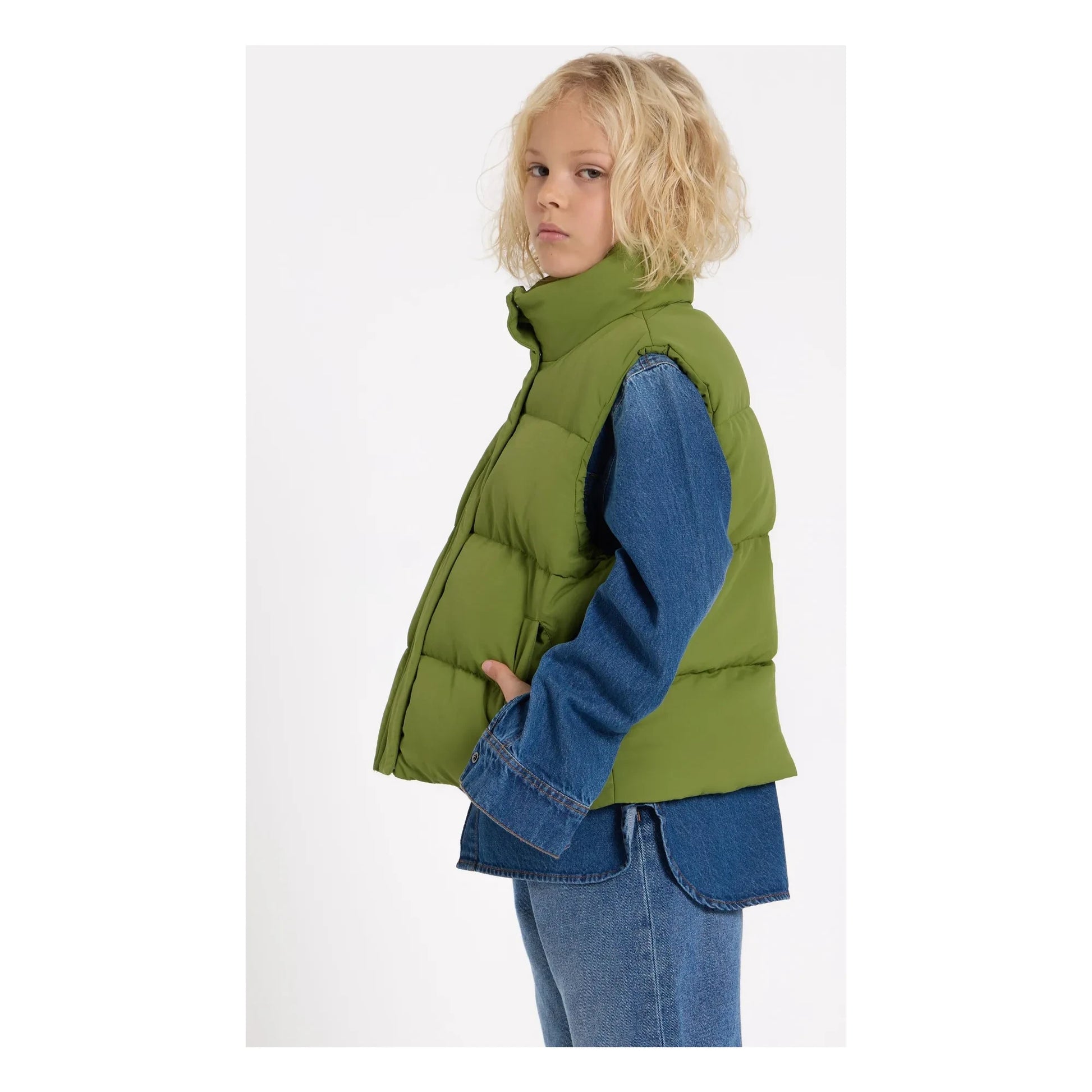 Hundred Pieces - Temper Recycled Fiber Sleeveless Down Jacket | Green
