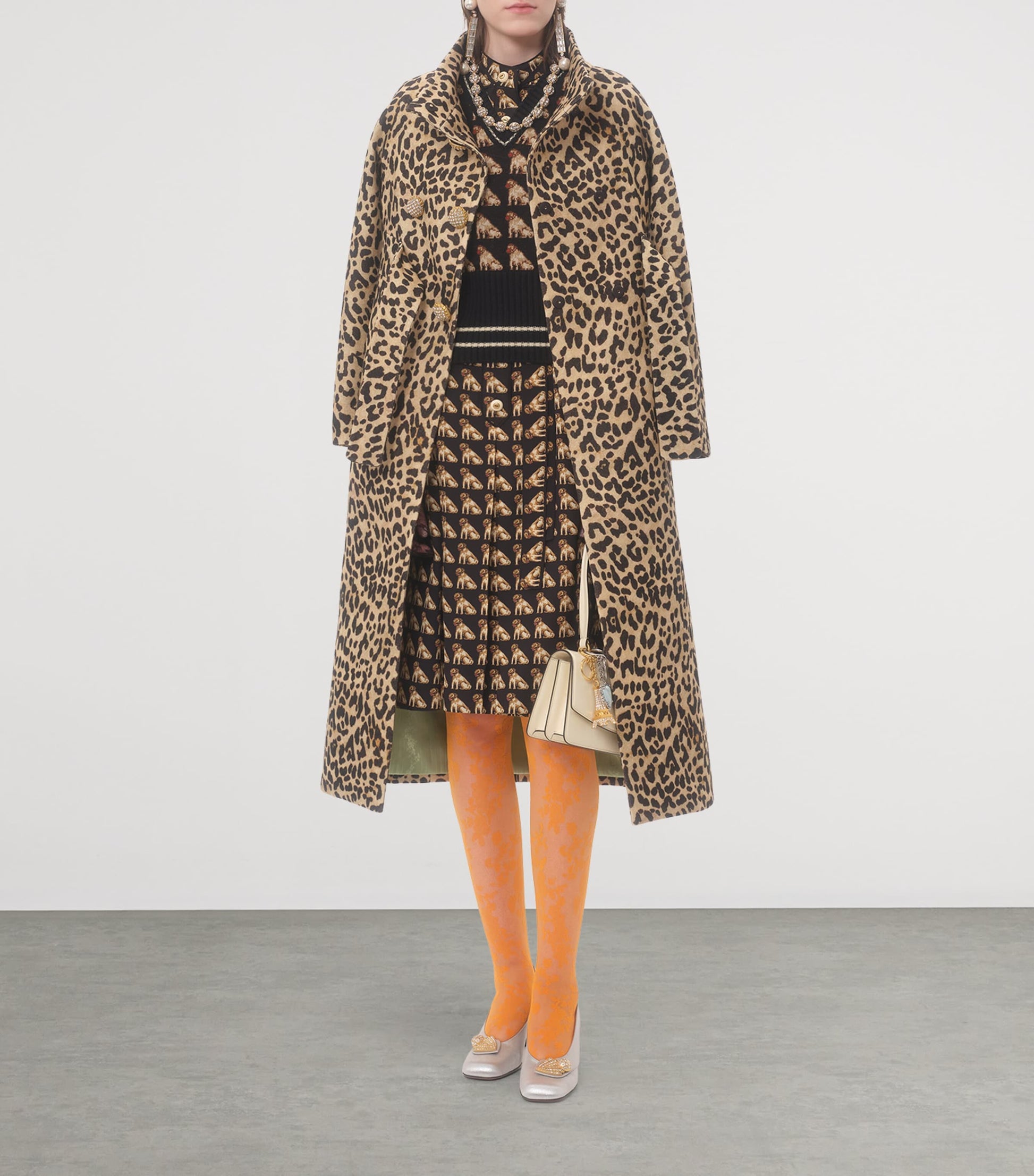 Valentino Multi Silk Dog Print Midi Dress