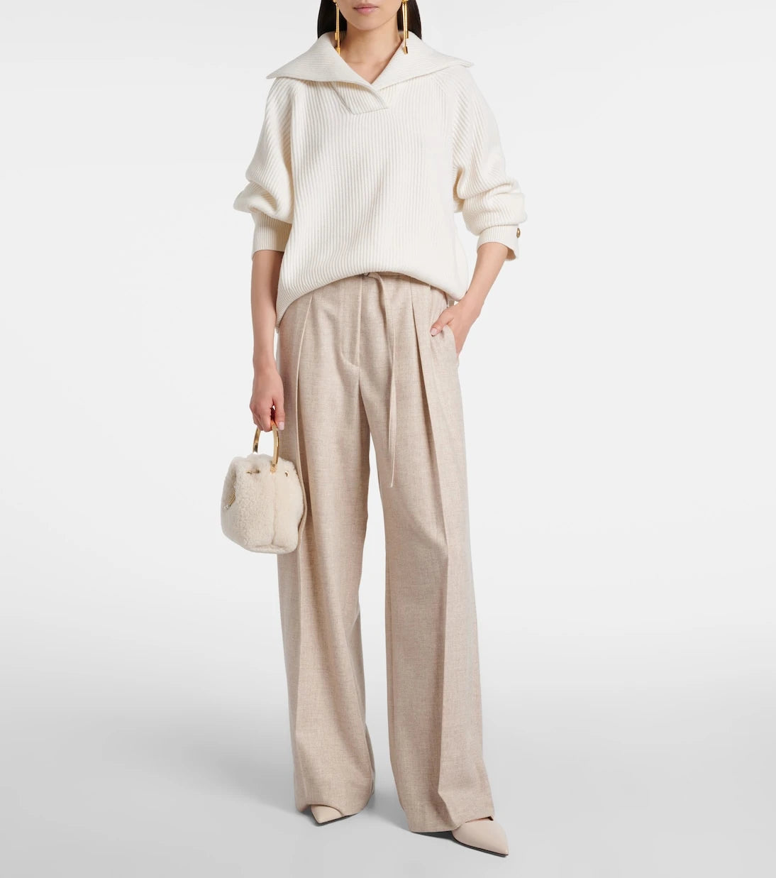 Jimmy Choo - Bon Bon Small shearling bucket bag