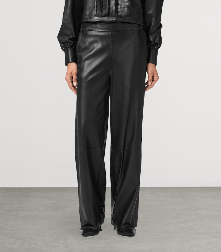 AllSaints Black Leather Ash Lea Trousers