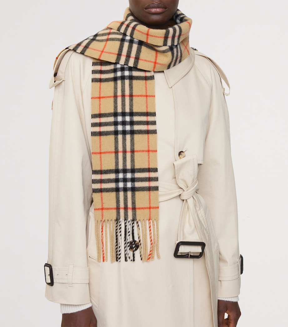 Burberry Beige Cashmere Narrow Check Scarf